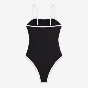 Contrast Trim Square Neck Swimsuit Bodysuit