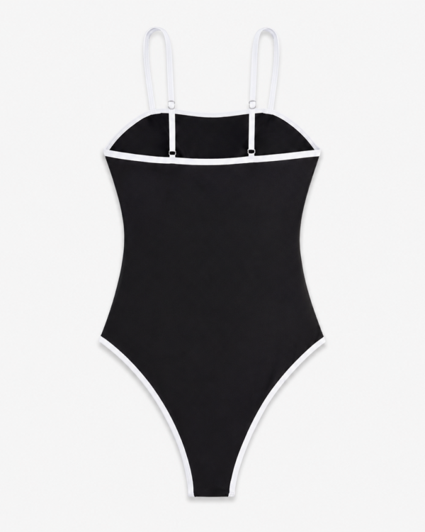 Contrast Trim Square Neck Swimsuit Bodysuit