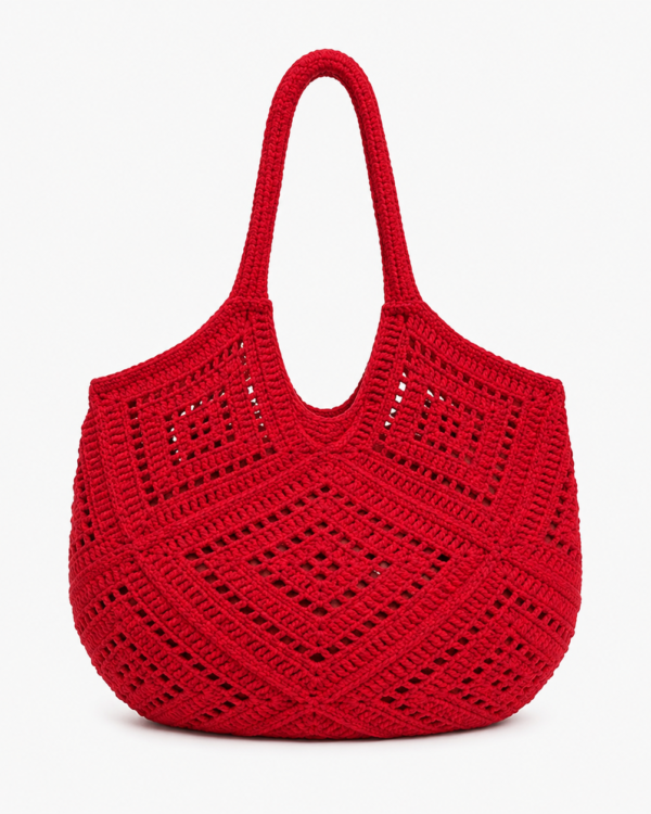 Crochet Knit Woven Tote Bag
