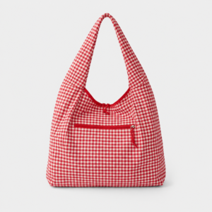 Gingham Check Foldable Shopper Tote Bag