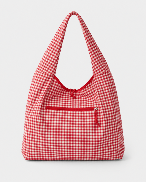 Gingham Check Foldable Shopper Tote Bag