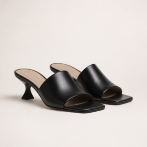 Square Toe Kitten Heel Mule Sandals
