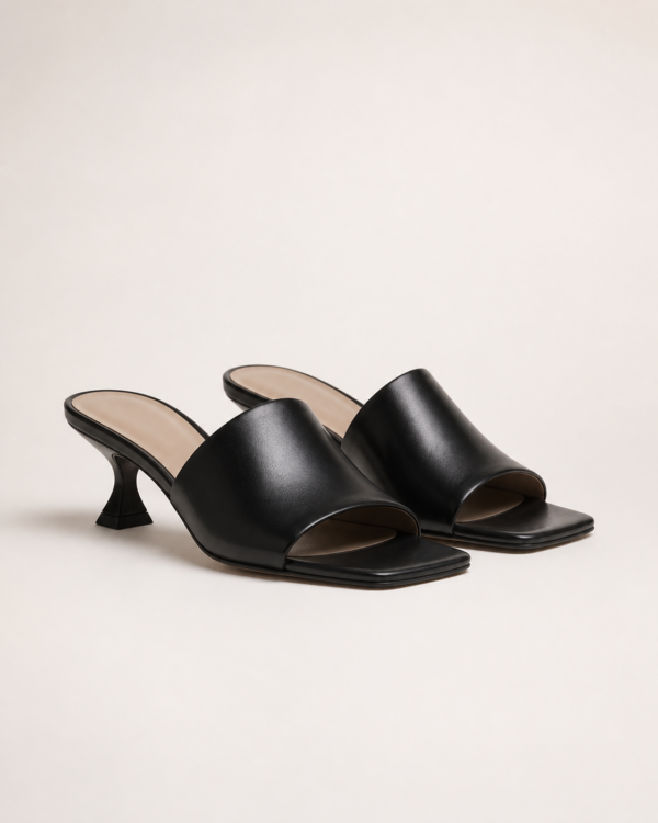 Square Toe Kitten Heel Mule Sandals